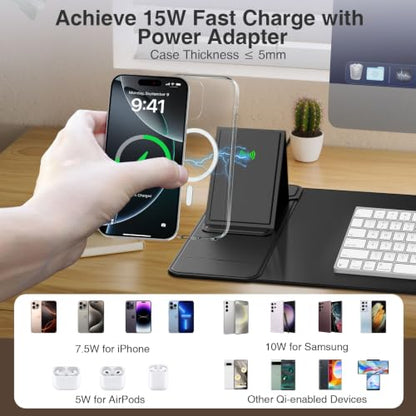 Mouse Pad with Wireless Charging & Foldable Phone Holder, 27.5"x11.8" Black | Desk Protector with Stitched Edges, Non-Slip Base, Laptop Desk Mat, Waterproof Writing Pad for Office & Home - color: Black-Phone Holder-27.5"x11.8"