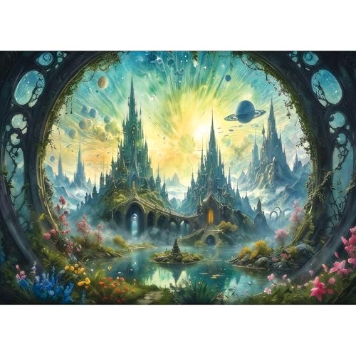 Science Fiction Landscape Jigsaw Puzzle for Adults - Fantasy 1000 Piece with Letters on Back - Challenging Family Game Gift - Finished Size 26.75 x 19.75 - color: Science Fiction