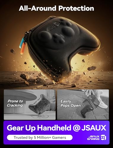 JSAUX Case for Nintendo Switch Pro / Switch 2 Pro Controller, 6 Thumb Grips | Slim Case, Hard Shell Travel Carrying Case, Portable Protective Bag with All Around Protection, Includes 6 Thumb Grips, Black - color: Slim Design + 6 Thumb Grips