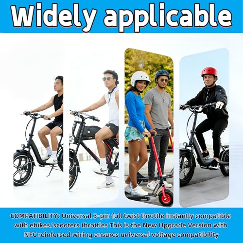 48V Ebike Full Twist Throttle, with LED Display with Key Lock | 7/8-inch (22mm) handlebars, Constructed from ABS + rubber with anti-slip texture, for Ebike Motorcycle Scooter