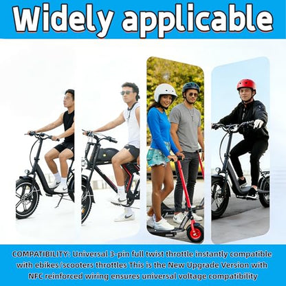 48V Ebike Full Twist Throttle, with LED Display with Key Lock | 7/8-inch (22mm) handlebars, Constructed from ABS + rubber with anti-slip texture, for Ebike Motorcycle Scooter