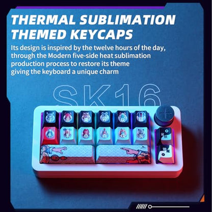 Darmoshark SK16 Macro Mechanical Numeric Keyboards 2.4G/USB-C/Bluetooth 16 Keys Mini Numpad Portable Keypad RGB Backlight Gaming Keyboards Extended Layout for Cashier,Fully Programmable Keys - size: SK16
