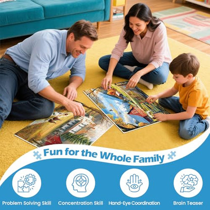 2 Pack 300 Pieces Puzzle for Adults,Autumn Puzzle Farm Jigsaw Puzzles 300 Pieces for Adults Kids Seniors Countryside Jigsaw Puzzle Premium Cardboard Puzzles for Tabletop Family Activity Gift - style: Farm Countryside