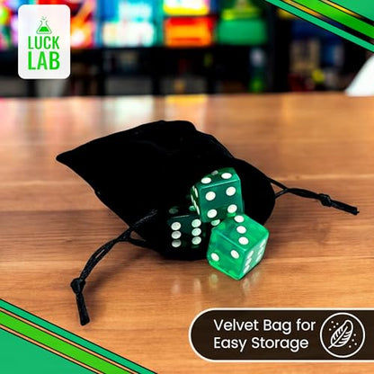 Luck Lab 10 Piece 19 mm Dice Pack - Acrylic Translucent D6, Square w/Rounded Edge for Casino, Craps, RPG MTG DND Dice Table Games and Board Games (Green) - color: Green