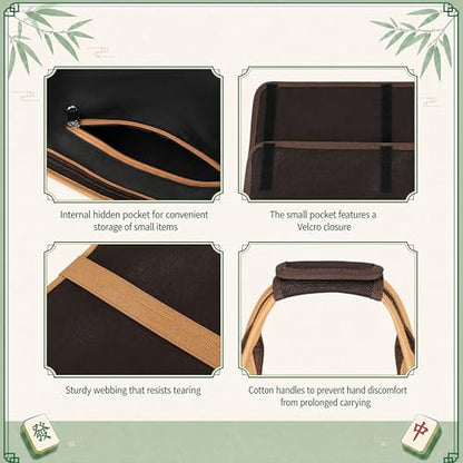 PiPiCat 2026 Complete American Mahjong Set, 166 Tiles (30mm) with 31.5x31.5in Mat One-Click Flip Reinforced 18-Inch Rack/Pushers Shockproof Bag & 6 Spare (Dark Brown) - color: Dark Brown