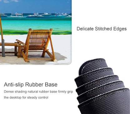 Desk Mat, Tropical Beach Extended Gaming Mouse Pad Large, 31.5"x11.8" Big Mouse Pad with Non-Slip Base and Stitched Edge, Long Computer Keyboard Mouse Mat for Home Office Work - color: Tropical Beach