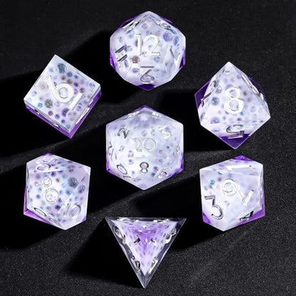 7PCS Cocktail Dice Set,Handmade Sharp Edge Dice Set D&D RPG Polyhedral Die,for Dungeons and Dragons TTRPG Games Roleplaying Games,with Gift Box.(Purple) - color: Cocktail Purple