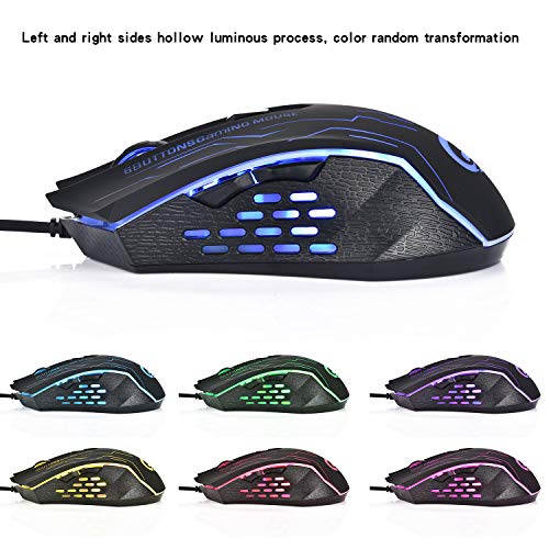 Gaming Mouse Wired - Game Computer Mice with 6 Buttons for PC,Gamer - USB Wired Mouse - Comfortable Grip - … (Black)