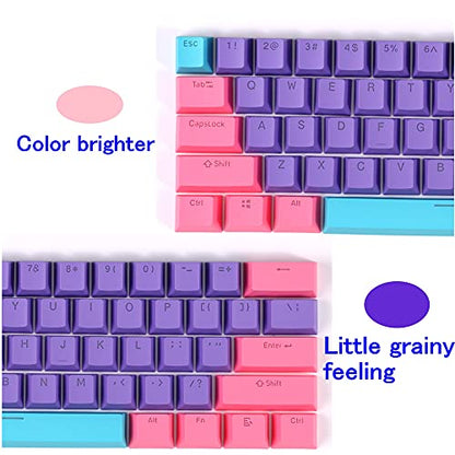 CJXSP PBT 61 Keycaps 60 Percent, Gaming Keycaps OEM Profile Backlit Keycap Set for 60 Percent Cherry MX Mechanical Keyboard ，Only keycaps (Pink Peach) - color: Pink peach
