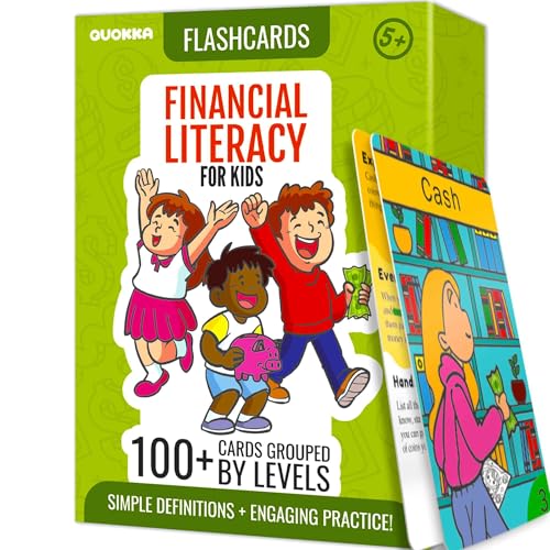 QUOKKA Financial Literacy Flash Cards for Teens – 110 Cards Teaching Kids About Money Management, Budgeting, Savings – Easy Money Games for Kids Ages 12+ – Fun Financial Literacy Games and Learning - color: Finance Flash Cards