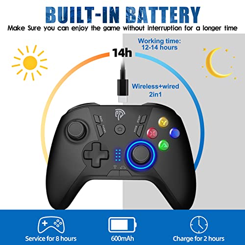 EasySMX 2.4G Wireless Controller for PC,Steam Deck,PS3,Android TV,Black. | Plug and Play,Programmable Buttons,Dual Vibration Motors,Up to 14-Hour Battery Life.