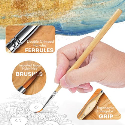 Golden Maple Miniature Paint Brushes 10pcs Detail Paint Brushes Flat Angle Filbert Fine Detail Brush Set for Acrylic, Watercolor, Miniature Models - style: 10YM