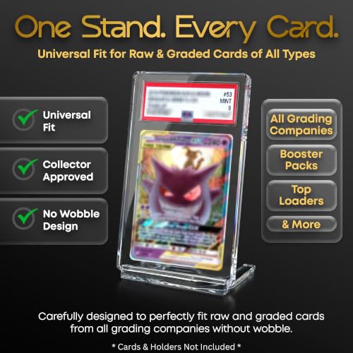 3 Pack Clear Acrylic Trading Card Holder Display Stand Easel | For Playing Card Holder, Photo Card Holder, Sports & Baseball Card Holder, Graded Card Display, Magnetic Holders, Top Loaders - size: 3 Pack