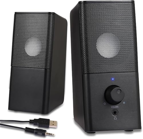 PC Speakers -USB-Powered Computer Speakers for Desktop PC with Volume Control, Gaming Speaker with 3.5mm Aux Multimedia for Laptop/Desktop/Tablets/Phone