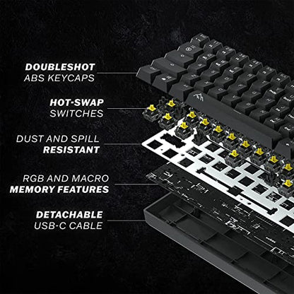 One - Hot-Swappable 60% Mechanical Keyboard with Extra Colorful Keycaps, RGB Lights, Spill Proof, Optical Switches (Gateron Blue)