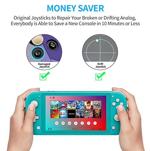 Joystick Replacement for Switch Lite – 19 in 1 OEM Analog Stick Thumbstick Parts Repair Tool Kit Accessories with Y00 Triwing Screwdriver, Thumb Caps, Tweezers for OLED JoyCon Joy Con Controller - color: White