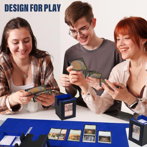 Kabinka MTG Commander Deck Box, Holds 400+ Double-Sleeved Cards | 5-in-1 Card Deck Box, Patented Design, Magnetic Detachable Card Case with Dice Tray, Fits Magic / TCG Cards (Black Blue) - color: Black Blue
