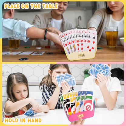 Prudiut 2 PCS Card Holders for Playing Cards, Playing Card Game Holders Tabletop Stand Cards Holder for Adults Seniors Poker Cards Game Accessory