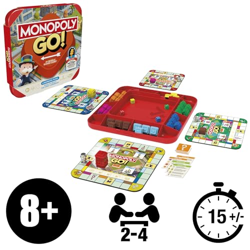 Monopoly GO! Board Game | Inspired by The Popular Mobile Board Game | Ages 8+ | 2-4 Players | 15 Mins. | Family Games | Travel Games for Kids and Adults