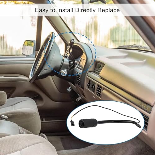 F2TZ-7210-F Transmission Gear Shifter Lever Set with Overdrive Shift Button and Cap Compatible with 1992-1997 Bronco F150 F250 F350 F53 F59 Replace for F4TZ-7210-B F4TZ7210B