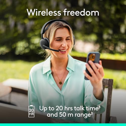 Logitech Zone Wireless 2 ES Noise Canceling Headset - Black | Noise-canceling wireless headset, adaptive hybrid ANC, Bluetooth connectivity - color: Black, style: Wireless