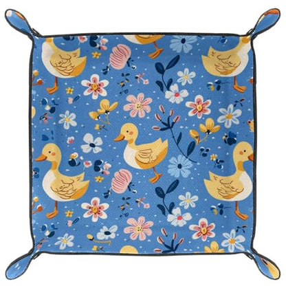 Duck Florals Dice Tray Dice Rolling Tray Folding Dice Holder for Dice Games, Like RPG, DND and Other Table Games - color: Multi 6