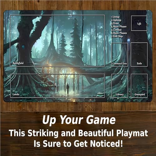 MTG Game Playmat, TCG Play Mat for MTG TCG 24 x 14 inches Trading Card Inked Game Playmats with Storage Bag Smooth Rubber Surface Battle - color: Playmat 1