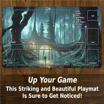MTG Game Playmat, TCG Play Mat for MTG TCG 24 x 14 inches Trading Card Inked Game Playmats with Storage Bag Smooth Rubber Surface Battle - color: Playmat 1