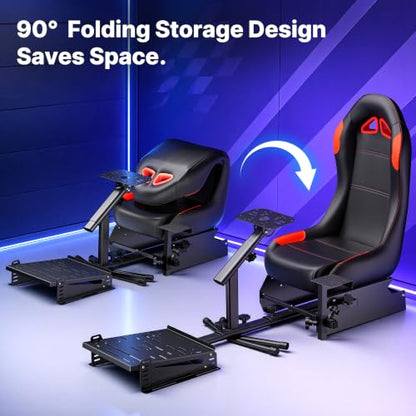 DIWANGUS Racing Simulator Cockpit, Foldable Steel Sim Rig with Seat | Adjustable Wheel Deck Height & Angle, Pedal Angle & Position, Foldable Frame, Fits Logitech, MOZA, Thrustmaster