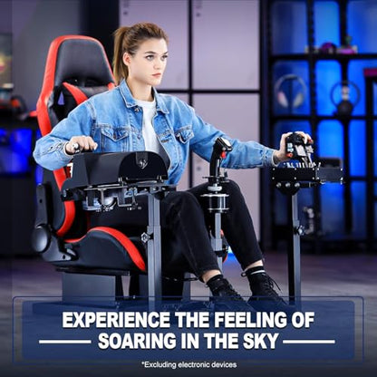 Marada Racing Flight Game Mount with Red Seat Compatible with Thrustmaster A10C Hotas Warthog,Adjustable,Throttle,Joystick & Keyboard Not Included