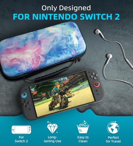 TiMOVO Carrying Case Compatible with Nintendo Switch 2, Dreamy Nebula | Travel Carry Case, 10 Game Cartridges & Pocket, Protective Portable Hard Shell Pouch, For Console & Accessories - color: Dreamy Nebula