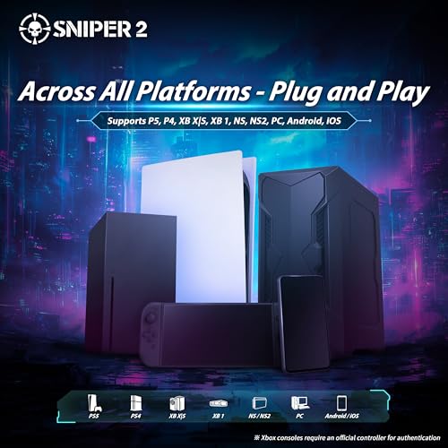 Brook Sniper 2 Keyboard and Mouse Adapter for PS5 PS4 Xbox Series X|S Xbox One Switch Switch 2 PC Mobile – RGB Lighting, Smart Macro, Controller Tuning, OTA Update