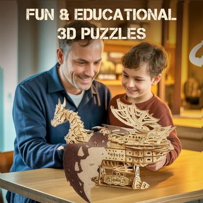 3D Wooden Puzzles for Adults: 352pcs Dragon Ship Model Kits for Men - Brain Teaser Wooden Hobby Puzzle Toys - Creative Wooden Model Building Kits for Christmas Birthday Gifts Home Decor