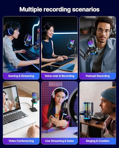 BOYA USB Gaming Microphone, 192kHz/24bit, Supercardioid + ENC Noise Cancellation, Touch Mute, 9 RGB Effects, Gain Knob, Monitor Jack, Microphone for PC/PS4/PS5/Mac/Android/iOS/Streaming/Podcasting - size: Stand Version