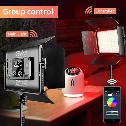 GVM 1000D RGB Led Video Light with 2 Softboxes, Photography Lighting Kit with Bluetooth Control, Full Color Video Lighting Kit with 18 Applicable Scenes, 2 Packs Led Light Panel for Video Shooting - size: 1000D - 2 Pack