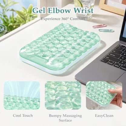 Ospelelf Elbow Wrist Rest Pad for Desk, Gel Arm Rest Pad Support for Office | Ergonomic Support for Keyboard and Mouse, Computer Wrist Pad, , Heat Resistant, Easy-clean Surface, Summer Desktop Cushion - style: Green