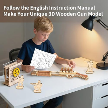 3D Wooden Puzzle for Adults, Rubber Band Guns, Toy Shotgun Model Building Kit, DIY Wood Crafts Cool Toy, Hobbies for Man, Unique Gift for Kids, Adults, Lovers - color: Shotgun