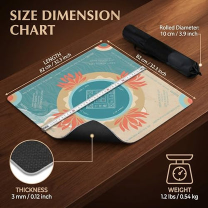 Mahjong Mat 2025 Upgraded No-Crease & No Odor Design, 32.3 Inch with Waterproof Velvet, Non-Slip PU Silicone, Lightweight for Noise Reduction, Includes Printed Rules for Tiles and Cards (beach) - color: Beach