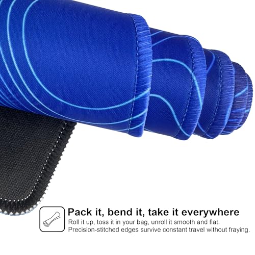Large Mouse Pad-70x30 Blueline | Non-Slip Rubber Base 27.5x11.8IN Computer Desk Mat for PC,Mac,Laptop-Stitched Edges and Smooth Surface for Office,Home,Work - color: 70x30 Blueline