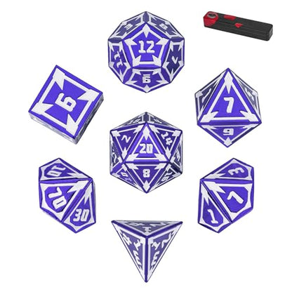 UDIXI Purple Metal Dice Set D&D Heavy Metallic DND Dice for Tabletop Games | 7-Pieces, Lozenge Pattern, Zinc Alloy Material, Gorgeous Gift Case, DM Gift, for Dungeons and Dragons Role Playing Games - color: Purple