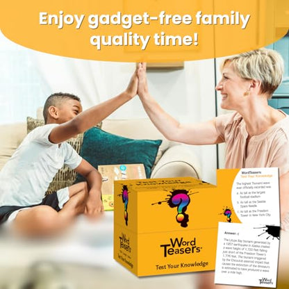 ? WORD TEASERS Test Your Knowledge - Random Knowledge Trivia Game for Adults & Kids - Fun & Interesting Trivia Card Game for Family Game Night - A Great Car Trivia Game - 150 Fun Fact Cards