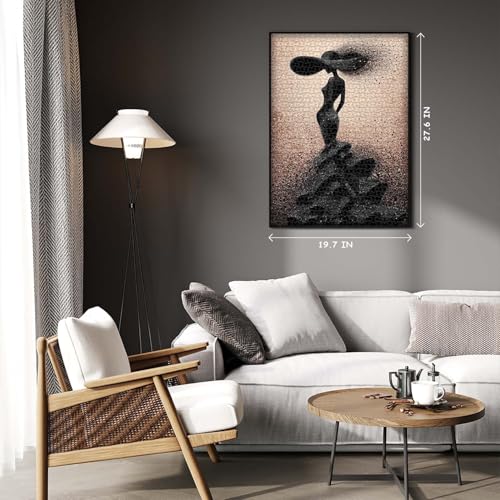 Impossible Puzzles for Adults 1000 Pieces, PICKFORU Black Women Aesthetic Art Puzzle, Beauty Elegant Lady Diamond Aesthetic Art Challenge Jigsaw Puzzle - style: Brilliant Elegant Puzzle