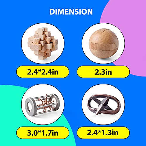 4Pcs Wooden and Metal Puzzles Gift for Kids and Adult Educational Toys Office Toys 3D Unlock Interlock Assorted Brain Teasers Puzzles - style: Stlyle E