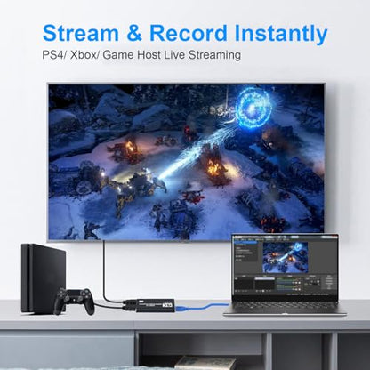 dobestyou 4K Capture Card Black for Streaming, Recording & Gaming – HDMI Video Capture Device with USB 3.0, 1080p 60fps, Plug & Play,Zero Latency for PS5, Xbox, Switch, OBS, PC, Mac - size: Capture Card With Hdmi Cable-Black