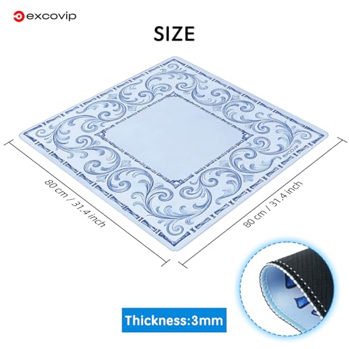 excovip Blue Mahjong Mat for Table, 31.5" x 31.5" Non-Slip Noise Reduction Mahjong Mat for Gifts, Mahjong, Poker, Board Games, Dominoe 1075 - color: 31.5x31.5inch-light Blue