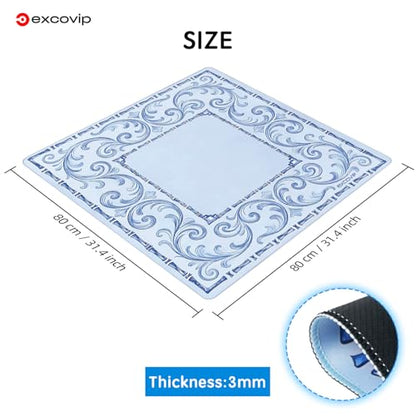 excovip Blue Mahjong Mat for Table, 31.5" x 31.5" Non-Slip Noise Reduction Mahjong Mat for Gifts, Mahjong, Poker, Board Games, Dominoe 1075 - color: 31.5x31.5inch-light Blue