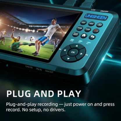 4K60 Video Capture Box-2 Channel HDMI Input with PIP/POP/PMP,Video Recorder with Screen 7 in,Compatible with Consoles, Cameras, Set-Top Boxes, PCs, 4K TVs, Projectors, Monitors