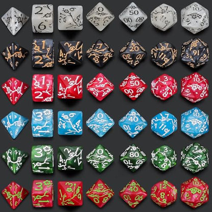 CiaraQ Polyhedral Dice Set - DND Role Playing Dice | Acrylic RPG Dice for Dungeons and Dragons MTG Table Games, Multi-Color, 42pcs - color: Red/Green/Blue/Black/White