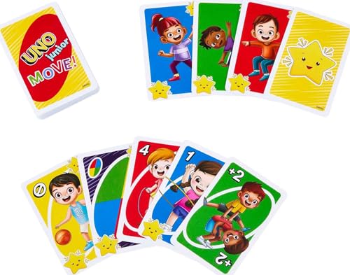 Mattel Games UNO Junior Move Kids Card Game with Action Rules for Family Night, Game Night, Travel, Camping and Party, UNO Cards - style: Move!