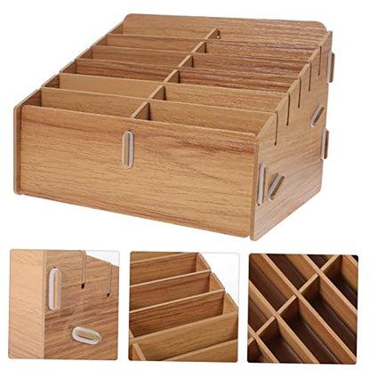 Portable Wooden Multi-grid Card Storage Box Card Organizer for Trading and Tokens for Game Nights and Collectors Compartments Walnut Finish